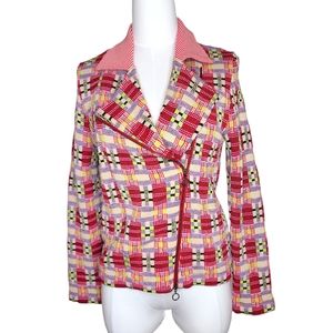 Anthropologie Red and Pink Plaid Jacket